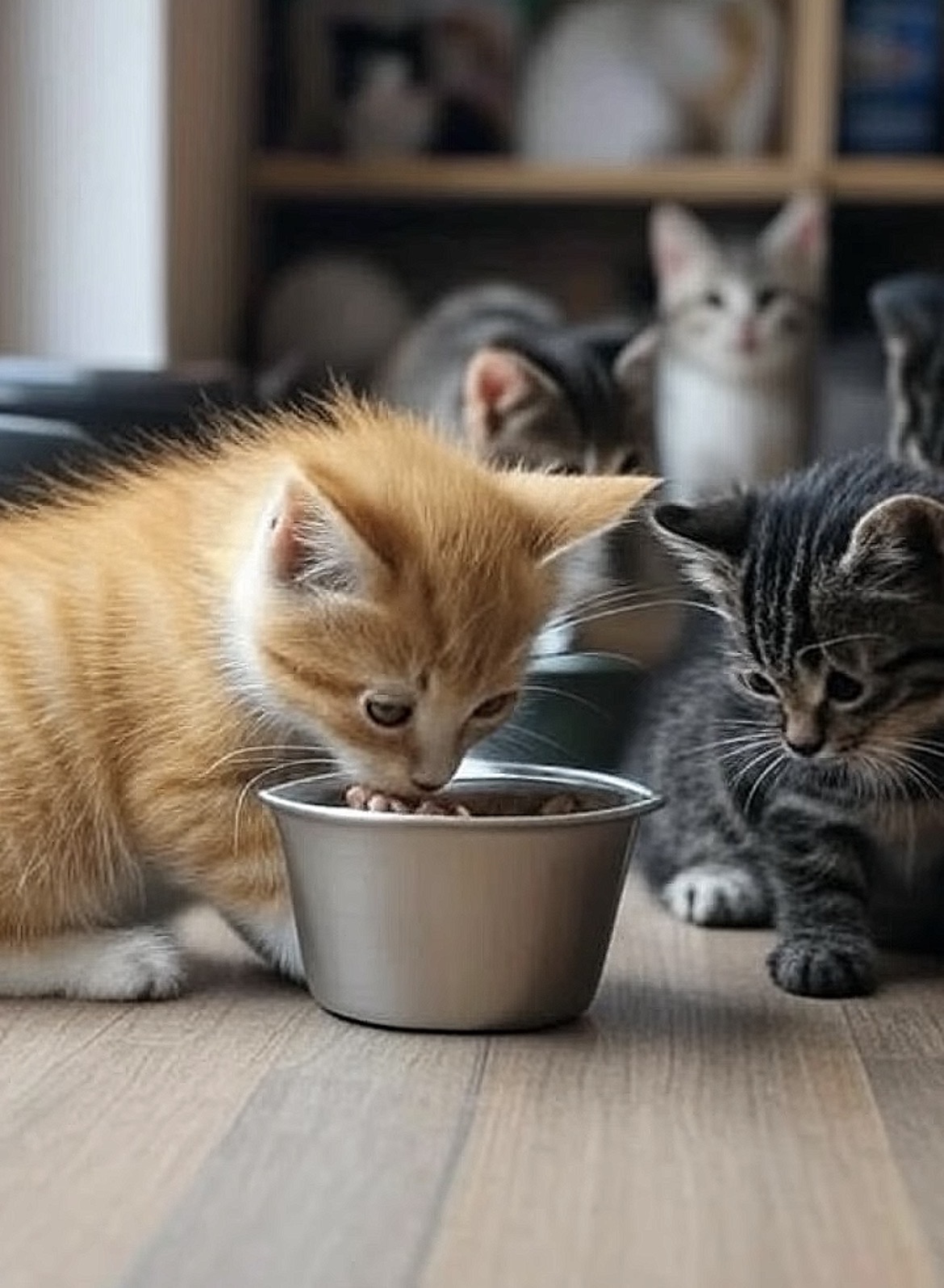 クロがトラにご飯を差し出す